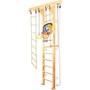 фото Детский спортивный комплекс kampfer wooden ladder wall basketball shield №1 натуральный высота 3 м белый