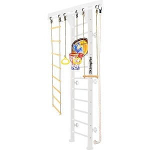 фото Детский спортивный комплекс kampfer wooden ladder wall basketball shield №6 жемчужный высота 3 м белый