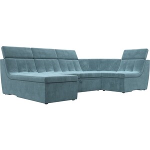 фото П-образный модульный диван лига диванов холидей люкс велюр бирюза
