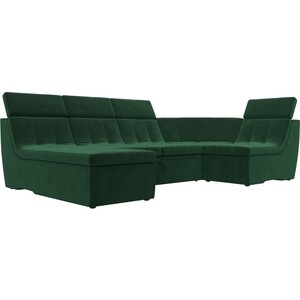 П-образный модульный диван Лига Диванов Холидей Люкс велюр зеленый лига диванов угловой модульный диван холидей люкс велюр зеленый