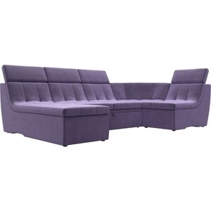 П-образный модульный диван Лига Диванов Холидей Люкс велюр фиолетовый модуль лига диванов холидей люкс кресло велюр фиолетовый