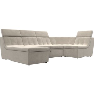 фото П-образный модульный диван лига диванов холидей люкс микровельвет бежевый