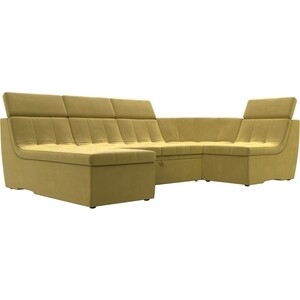 П-образный модульный диван Лига Диванов Холидей Люкс микровельвет желтый п образный модульный диван лига диванов холидей люкс микровельвет зеленый