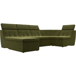 П-образный модульный диван Лига Диванов Холидей Люкс микровельвет зеленый модуль лига диванов холидей люкс кресло микровельвет зеленый