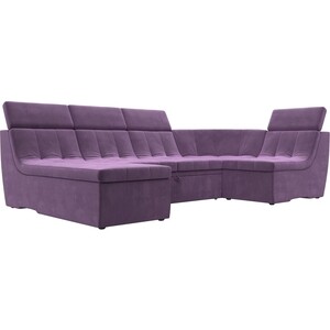 фото П-образный модульный диван лига диванов холидей люкс микровельвет сиреневый