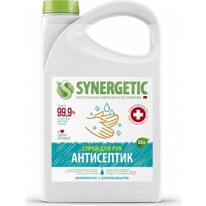 фото Антисептик для рук synergetic увлажнение и ультразащита 99,9%, спрей 3,5 л