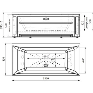 Акриловая ванна Radomir Палермо 180х85 с каркасом, фронтальной панелью, сливом-переливом (1-01-2-0-1-033К)