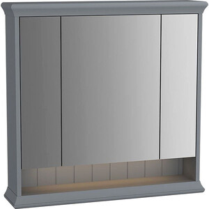 Зеркальный шкаф Vitra Valarte 80 с подсветкой серый матовый (62232) тумба с раковиной vitra valarte 80 с дверцами серый матовый 62154