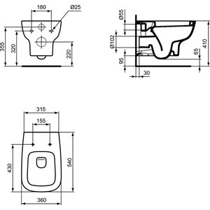 Унитаз подвесной Ideal Standard Esedra с сиденьем-микролифт (T281401, T318101)