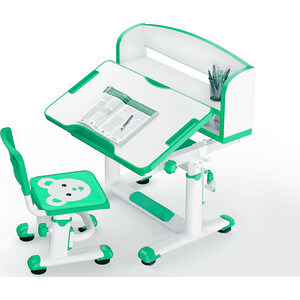 фото Комплект мебели (столик + стульчик) mealux bd-10 green столешница белая/пластик зеленый