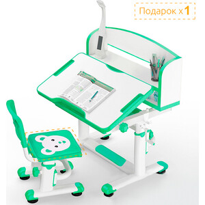 фото Комплект мебели mealux evo (столик + стульчик + лампа) bd-10 green столешница белая/пластик зеленый