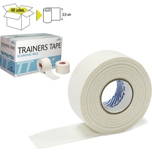 фото Тейп rehab trainers tape, арт. tt01, хлопок, полиэстер, 2.5 см x 10 м, уп. 48 шт, белый