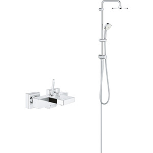 Смеситель для ванны Grohe Eurocube Joy с душевым гарнитуром, хром (23666000, 27394002) смеситель для ванны grohe eurocube для механизма 35600 24062000