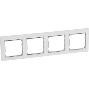

Рамка Legrand 4-постовая Valena белая/серебряный штрих 770494, 4-постовая Valena белая/серебряный штрих 770494