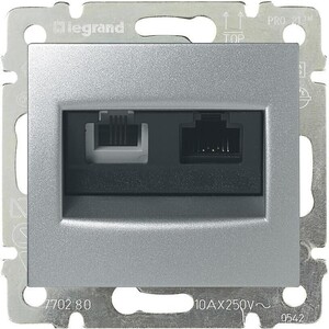 фото Розетка legrand комбинированная rj11+rj45 valena 6 кат utp на винтах алюминий 770280