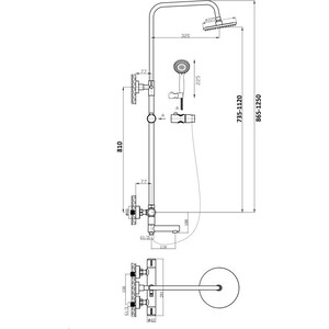 Душевая система Agger Thermo 225 с термостатом, черная (A2461144)