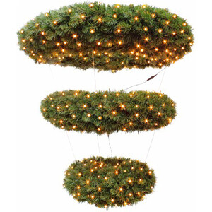 фото Венок-люстра новогодний triumph tree элегантный 3 кольца диам. 120 см 632 ламп зеленый