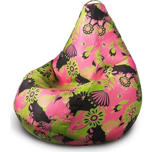 фото Кресло бескаркасное mypuff груша цветы розовые размер компакт мебельный хлопок bm_557
