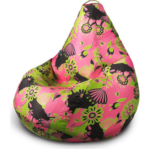 фото Кресло бескаркасное mypuff груша цветы розовые размер стандарт мебельный хлопок b_557