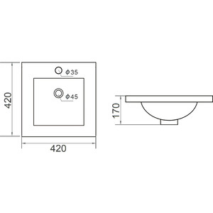 Раковина мебельная Orange B03 42x42 (B03-410w)