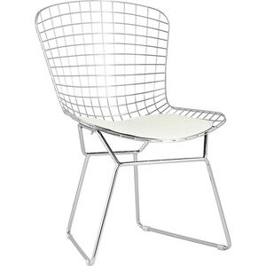 Стул обеденный Stool Group Bertoia хромированный с белой подушкой стул bertoia side кожаный standart