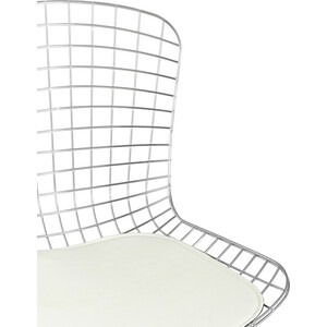 фото Стул обеденный stool group bertoia хромированный с белой подушкой