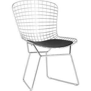 Stool Group Стул обеденный Bertoia хромированный с черной подушкой стул bertoia side кожаный standart