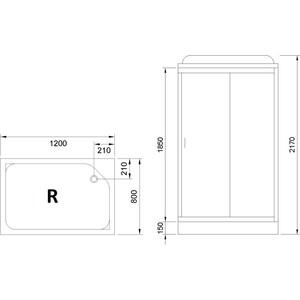 Душевая кабина Royal Bath НР 120x80x217 стекло черное/прозрачное , правая (RB8120HP7-BT-R)