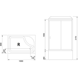 Душевая кабина Royal Bath ВР 100x80x217 стекло черное/прозрачное , правая (RB8100BP6-BT-R)