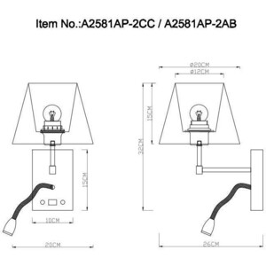 фото Бра arte lamp elba a2581ap-2cc