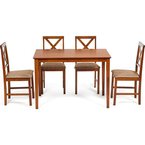 Обеденный комплект TetChair Хадсон (стол + 4 стула)/ Hudson Dining Set дерево гевея/ мдф Espresso ткань коричнево-золотая (1505-9) комплект из 2 стульев 8h jun dining chair beige yb3