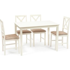 Обеденный комплект TetChair Хадсон (стол + 4 стула)/ Hudson Dining Set дерево гевея/ мдф ivory white