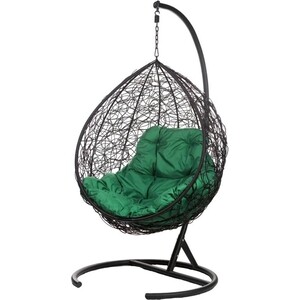 Подвесное кресло BiGarden Tropica black, зеленая подушка подвесное кресло bigarden tropica white зеленая подушка