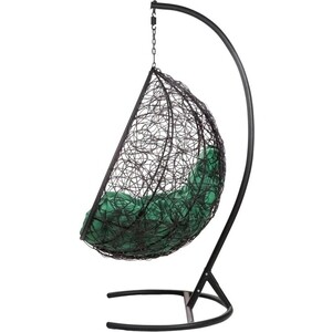 фото Подвесное кресло bigarden tropica black, зеленая подушка