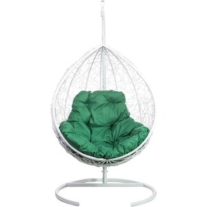 фото Подвесное кресло bigarden tropica white, зеленая подушка