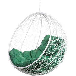 фото Подвесное кресло bigarden kokos white bs без стойки, зеленая подушка