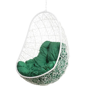 фото Подвесное кресло bigarden easy white bs без стойки зеленая подушка