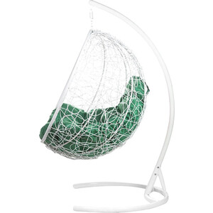 фото Двойное подвесное кресло bigarden gemini white зеленая подушка