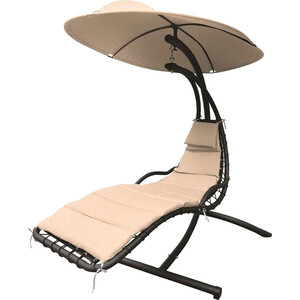 фото Мебельторг подвесное кресло лаура стойка коричневая/каркас черный/ткань бежевая zrb05