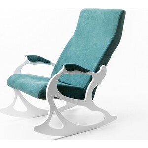 Кресло-качалка Мебелик Санторини ткань изумруд/каркас белый