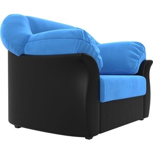 фото Лига диванов кресло карнелла велюр голубой экокожа черный