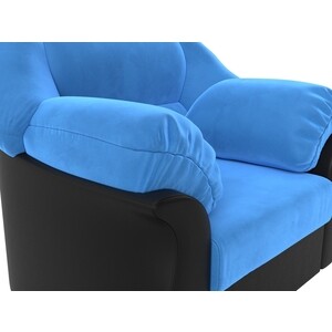 фото Лига диванов кресло карнелла велюр голубой экокожа черный