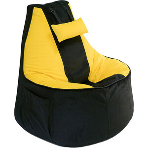 фото Бескаркасное игровое кресло mypuff геймер черно-желтое мебельная ткань g_471_535
