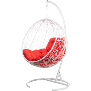 фото Подвесное кресло bigarden kokos white красная подушка