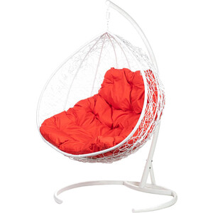 Двойное подвесное кресло BiGarden Gemini white красная подушка подвесное кресло bigarden kokos white bs без стойки красная подушка