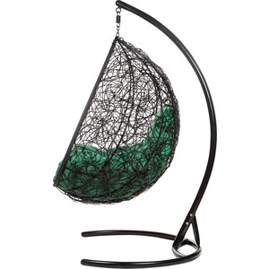 фото Двойное подвесное кресло bigarden gemini black зеленая подушка