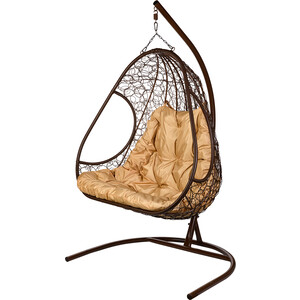 Двойное подвесное кресло BiGarden Primavera brown бежевая подушка подвесное кресло bigarden kokos brown бежевая подушка