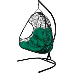 Двойное подвесное кресло BiGarden Primavera black зеленая подушка подвесное кресло bigarden easy white зеленая подушка