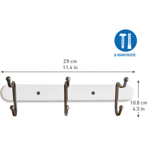 фото Вешалка tatkraft charm с 3 крючками белая (10932)