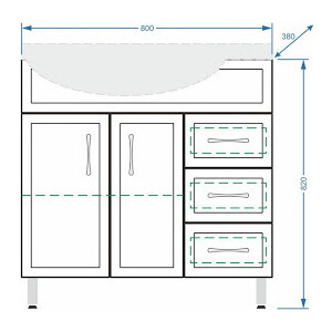 Мебель для ванной Stella Polar Концепт 80 правая, три ящика, белая